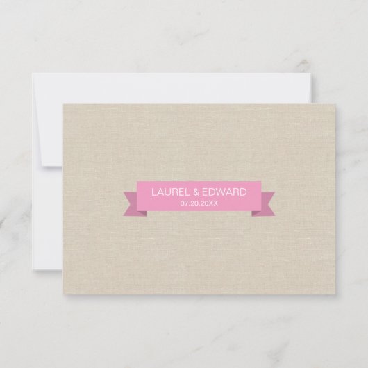 Linen Style Bicycle Pink Wedding Reply RSVP (Achterkant)