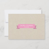 Linen Style Bicycle Pink Wedding Reply RSVP Kaartje (Achterkant)