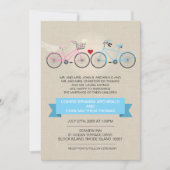 Linen Style Bicycle Wedding Kaart (Voorkant)