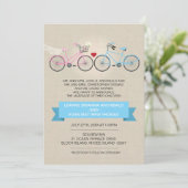 Linen Style Bicycle Wedding Kaart (Staand voorkant)