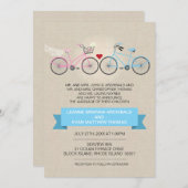 Linen Style Bicycle Wedding Kaart (Voorkant / Achterkant)