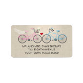 Linen Style Bicycle Weduwingadres Etiket (Voorkant)