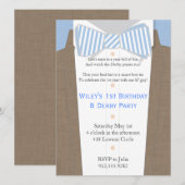 Linen Suit en Seersucker Bow Stropdas Party Invita Kaart (Voorkant / Achterkant)