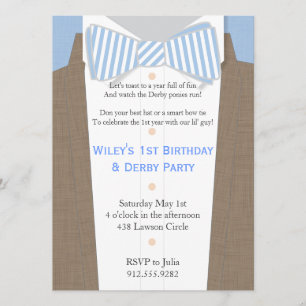 Linen Suit en Seersucker Bow Stropdas Party Invita Kaart