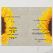 Linen Sunflower Rustic | Weddenschap-programma (Voorkant)