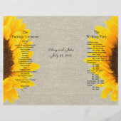 Linen Sunflower Rustic | Weddenschap-programma (Achterkant)