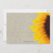 Linen Sunflower Rustic Wedding Invitation Kaart (Achterkant)
