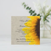 Linen Sunflower Rustic Wedding Invitation Kaart (Staand voorkant)