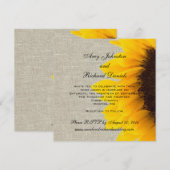 Linen Sunflower Rustic Wedding Invitation Kaart (Voorkant / Achterkant)