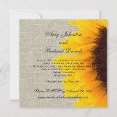 Linen Sunflower Rustic Wedding Invitation Kaart (Voorkant)
