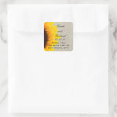 Linen Sunflower Thank You Wedding Favor Vierkante Sticker (Tas)