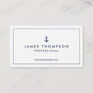Linen Texture Anchor Logo Professional Classic Visitekaartje