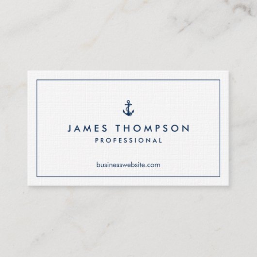 Linen Texture Anchor Logo Professional Classic Visitekaartje (Voorkant)