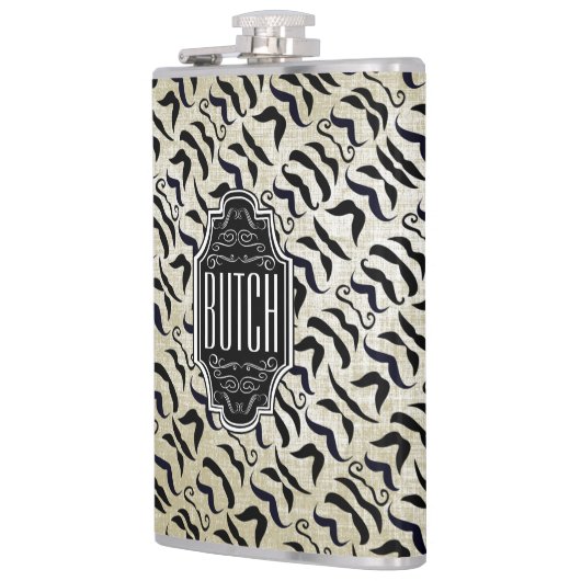 Linen Texture Background on a Personalized Mustach Heupfles (Links)