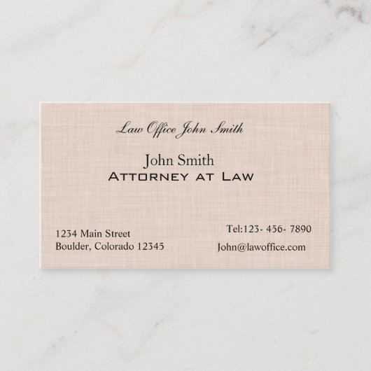 Linen textuurpatroon visitekaartje (Voorkant)