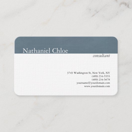 Linen Trendy Blue Grey Stripe Creative Modern Visitekaartje (Voorkant)