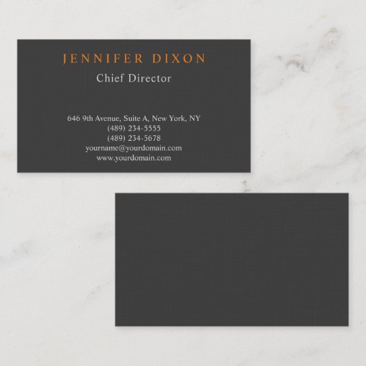 Linen Trendy Minimalist Gray Oranje Professional Visitekaartje (Voorkant / Achterkant)