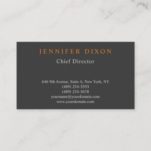 Linen Trendy Minimalist Gray Oranje Professional Visitekaartje (Voorkant)