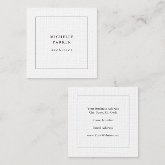 Linen Trendy minimalist Professional Modern Vierkante Visitekaartje (Voorkant / Achterkant)
