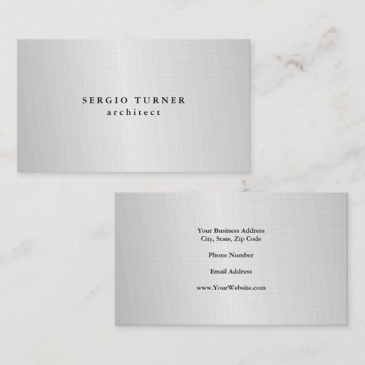 Linen Trendy Minimalist Professional Silver Grey Visitekaartje (Voorkant / Achterkant)