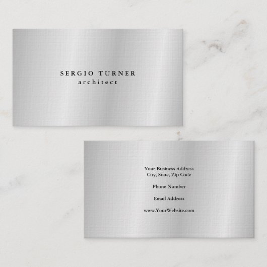Linen Trendy Minimalist Professional Silver Grey Visitekaartje (Voorkant / Achterkant)
