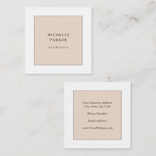 Linen Trendy Minimalist Professional Vierkante Visitekaartje (Voorkant / Achterkant)