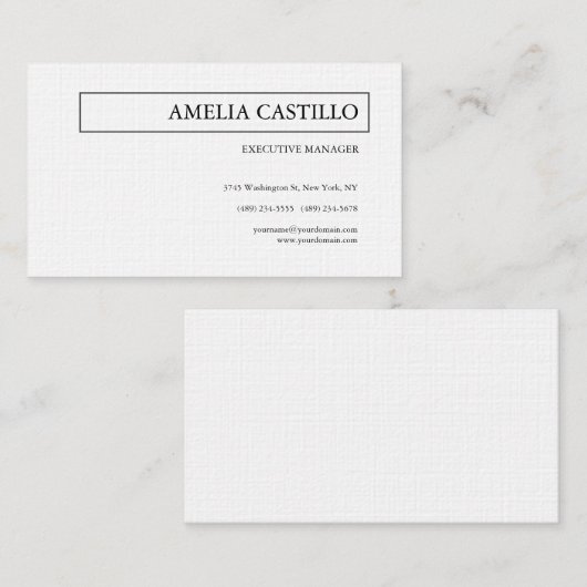 Linen Trendy Modern Elegant Contemmodern Plain Visitekaartje (Voorkant / Achterkant)