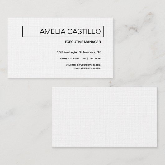 Linen Trendy Modern Elegant Contemmodern Plain Visitekaartje (Voorkant / Achterkant)