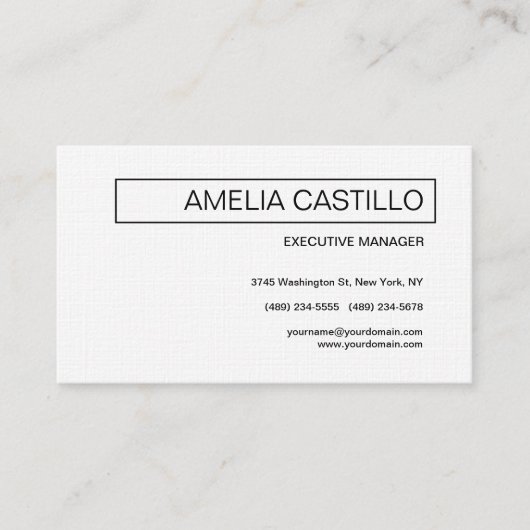 Linen Trendy Modern Elegant Contemmodern Plain Visitekaartje (Voorkant)