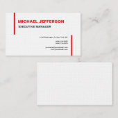 Linen Trendy Modern Elegant Simple Red White Visitekaartje (Voorkant / Achterkant)