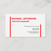 Linen Trendy Modern Elegant Simple Red White Visitekaartje (Voorkant)