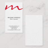 Linen trendy modern red monogram professional visitekaartje (Voorkant / Achterkant)