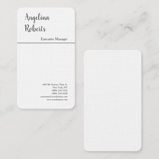 Linen trendy script professionele platte minimalis visitekaartje (Voorkant / Achterkant)