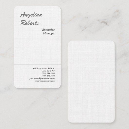 Linen trendy script professionele platte minimalis visitekaartje (Voorkant / Achterkant)