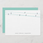 Linen vogels op een kaart van de draadnoot notitiekaartje (Voorkant / Achterkant)