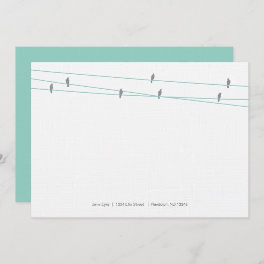 Linen vogels op een kaart van de draadnoot notitiekaartje (Voorkant / Achterkant)