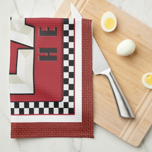 Linen Watch Retro Sign Kitchen Towelen Theedoek (Quarter Fold)