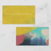 Linen Waterverf art Yellow Paint Colorful Visitekaartje (Voorkant / Achterkant)