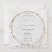 Linen Wedding Bands & Champagne Flutes Invitation Kaart (Achterkant)