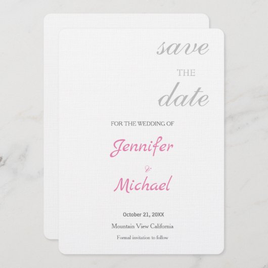 Linen Wedding Professional Minimalist Modern Plain Save The Date (Voorkant / Achterkant)