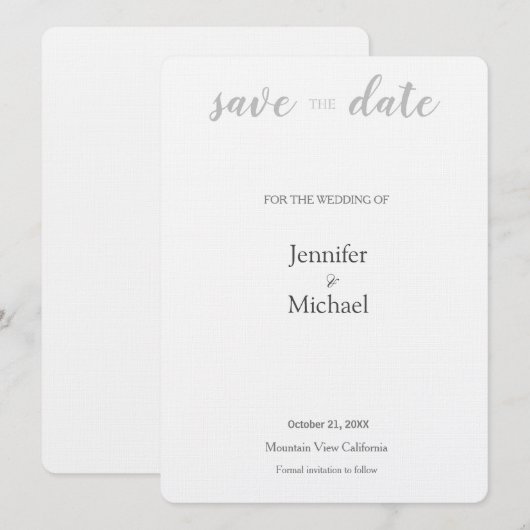 Linen Wedding Professional Minimalist Modern Plain Save The Date (Voorkant / Achterkant)