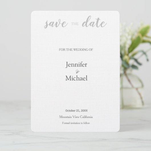 Linen Wedding Professional Minimalist Modern Plain Save The Date (Staand voorkant)
