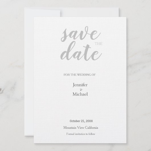 Linen Wedding Professional Minimalist Modern Plain Save The Date (Voorkant)