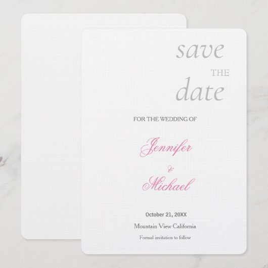 Linen Wedding Professional Minimalist Modern Plain Save The Date (Voorkant / Achterkant)