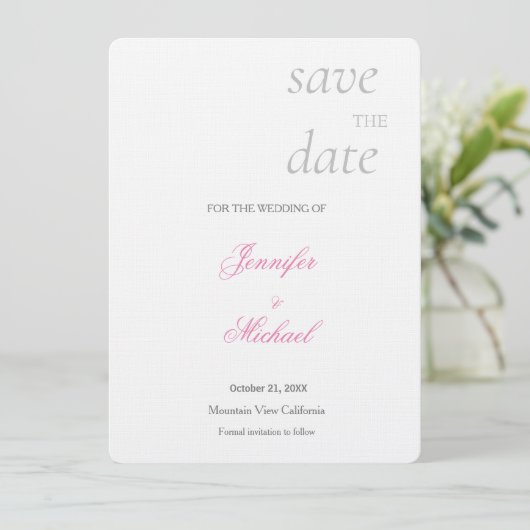 Linen Wedding Professional Minimalist Modern Plain Save The Date (Staand voorkant)