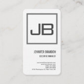 Linen White Gray Monogram Minimalist Modern Plain Visitekaartje (Voorkant)