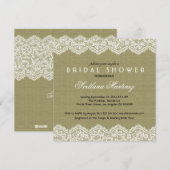 Linen & White Lace Vrijgezellenfeest Invite Kaart (Voorkant / Achterkant)