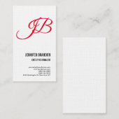 Linen White Red Handwriting minimalist Visitekaartje (Voorkant / Achterkant)