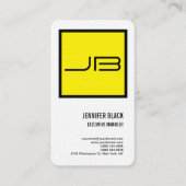 Linen Yellow White Bold Monogram Minimalist Modern Visitekaartje (Voorkant)