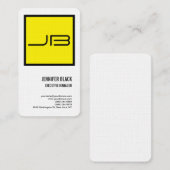 Linen Yellow White Bold Monogram Minimalist Modern Visitekaartje (Voorkant / Achterkant)